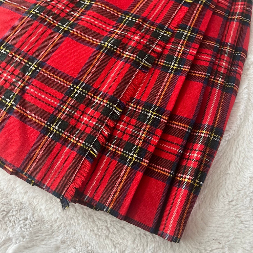 Women's Scottish Clanwear Red Black Plaid Pleated Wool Skirt Size 12 - Picture 4 of 7